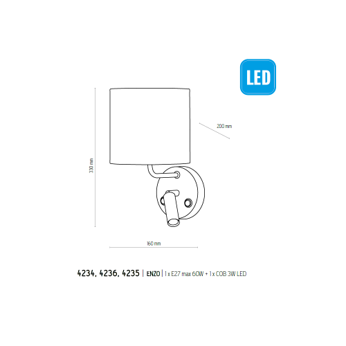 Sconce - wall light TK Lighting ENZO 4485