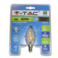 LED spuldze (svece) - LED Bulb - 4W Filament E14 Candle Warm White Blister Pack